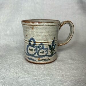 Vintage Handcrafted Mug Owen’s Pottery Seagrove NC, Ducks, Pond